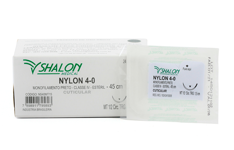 FIO SUTURA  NYLON AGULHA - 1.5 - SHALON- CAIXA COM 24 UNIDADES